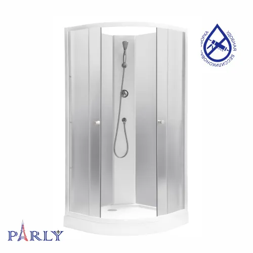 Кабина душевая TMF911  без крыши PARLY, Цвет стекла: матовое, Высота поддона: Низкий, Цвет профиля: Белый, Выбрать размер: 85х85