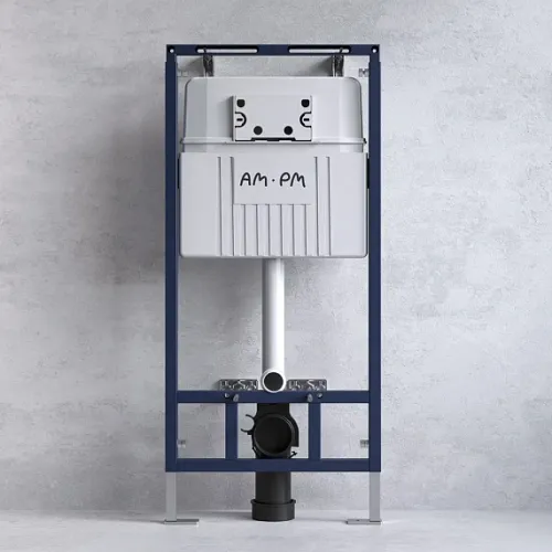 Унитаз подвесной безободковый с инсталляцией AM.PM Gem сиденье микролифт, хром механ. клавишей, изображение 2