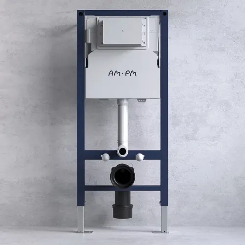 Унитаз подвесной с инсталляцией AM.PM Awe сиденьем микролифт, хром пневм. клавишей, изображение 2