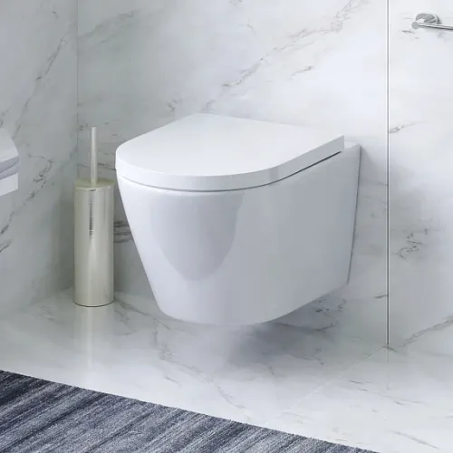 Унитаз подвесной безободковый с инсталляцией AM.PM Sense сиденьем микролифт, хром механ. клавишей, изображение 3