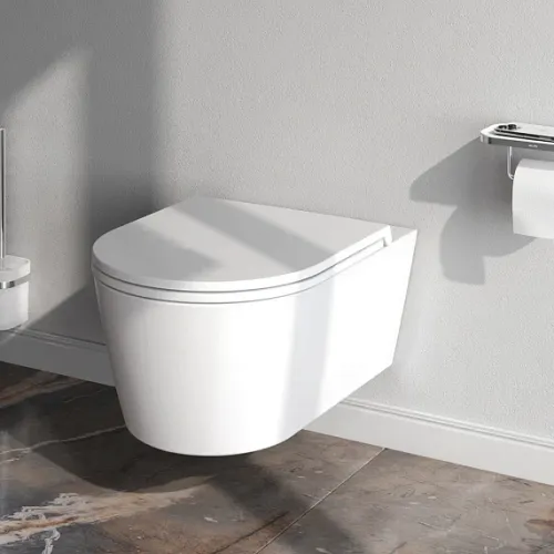 Унитаз подвесной безободковый с инсталляцией AM.PM Func  сиденьем микролифт, белой механ. клавишей, изображение 3