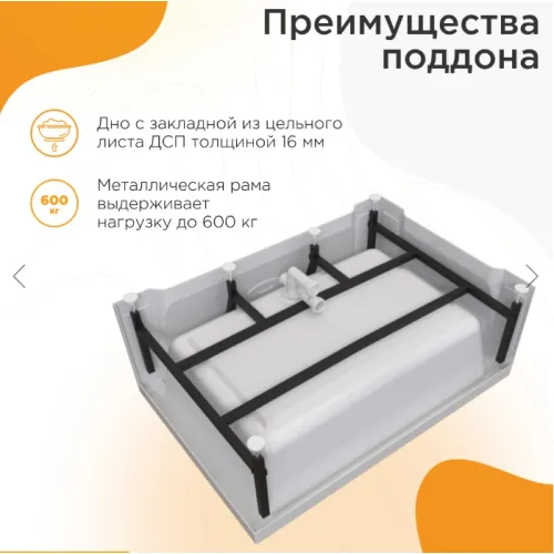 Поддон душевой Radomir Верчелли 119*81 высокий, Ориентация: Левая, изображение 3