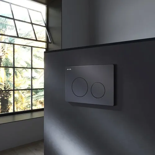 Унитаз подвесной безободковый с инсталляцией AM.PM Func  сиденьем микролифт, черной механ. клавишей, изображение 5