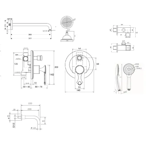 Встраиваемый комплект для душа Bronze De Luxe YASMINA NT800/B03 хром, изображение 2