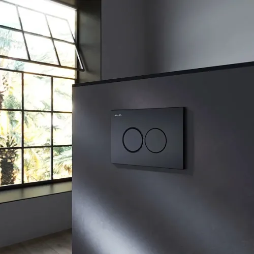 Унитаз подвесной безободковый с инсталляцией AM.PM Sense сиденьем микролифт, черной механ. клавишей, изображение 5