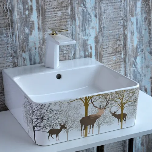 Смеситель на раковину (белый/золото) Bronze De Luxe A919W, изображение 2