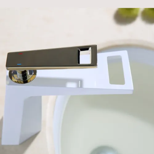 Смеситель на раковину (белый/золото) Bronze De Luxe A919W, изображение 3