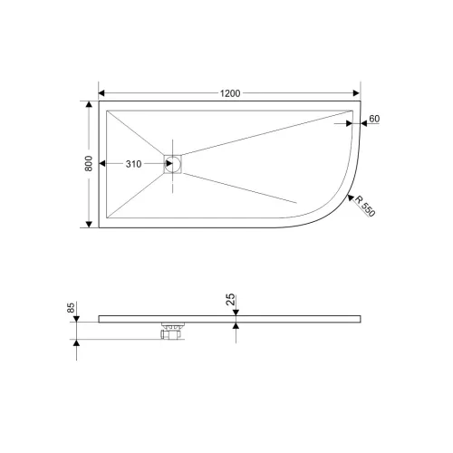 Душевой поддон асимметричный RGW ST/AL-W Белый, Выбрать цвет: Белый, Выбрать размер: 800х1200, Ориентация: Левая, изображение 26
