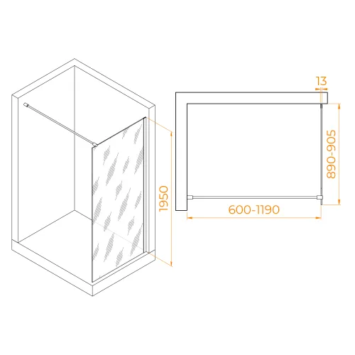 Перегородка для душа RGW WA-010 матовое/хром, Цвет стекла: матовое-сатинат, Цвет профиля (вариация): Хром, Выбрать размер: 90, изображение 6
