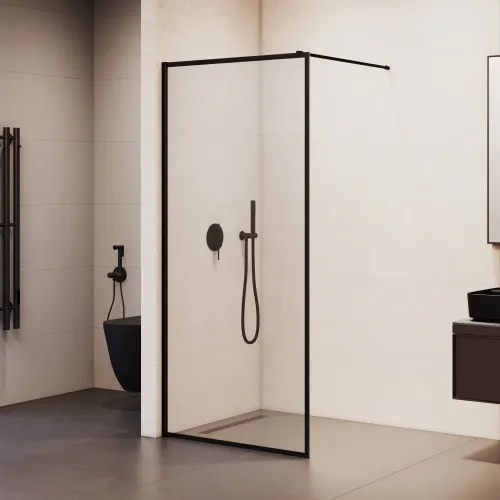 Душевая перегородка RGW WA-012B, Цвет стекла: прозрачное, Цвет профиля (вариация): Черный, Выбрать размер: 80, изображение 6