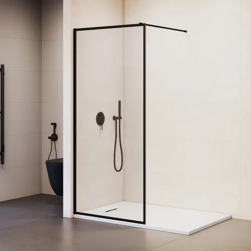 Душевая перегородка RGW WA-012B, Цвет стекла: прозрачное, Цвет профиля (вариация): Черный, Выбрать размер: 80, изображение 4