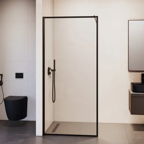 Душевая перегородка RGW WA-012B, Цвет стекла: прозрачное, Цвет профиля (вариация): Черный, Выбрать размер: 80, изображение 8