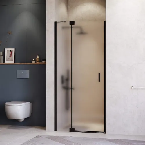 Душевая дверь RGW HO-014B, Цвет стекла: матовое-сатинат, Цвет профиля (вариация): Черный, Выбрать размер: 110, изображение 2