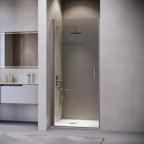 Душевая дверь RGW LE-003Gr, Цвет стекла: прозрачное, Цвет профиля (вариация): Серый, Выбрать размер: 70, изображение 2