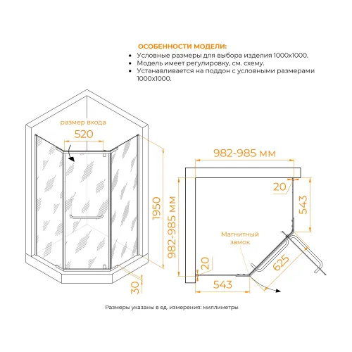 Душевой уголок RGW PA-081 хром сатин, Цвет стекла: матовое-сатинат, Цвет профиля (вариация): Хром, Выбрать размер: 100х100, изображение 50
