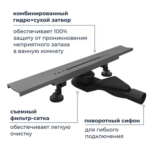 Душевой трап RGW SDR-53Gr серый, Выбрать цвет: Серый, Выбрать размер: 80, изображение 5