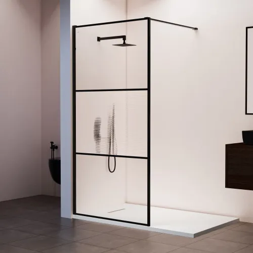 Душевая перегородка RGW WA-09B ребристое/черный, Цвет стекла: ребристое, Цвет профиля: Черный, Выбрать размер: 90, изображение 3
