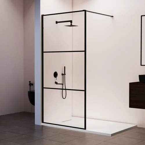 Душевая перегородка RGW WA-09B прозрачное/черный, Цвет стекла: прозрачное, Цвет профиля: Черный, Выбрать размер: 100, изображение 2