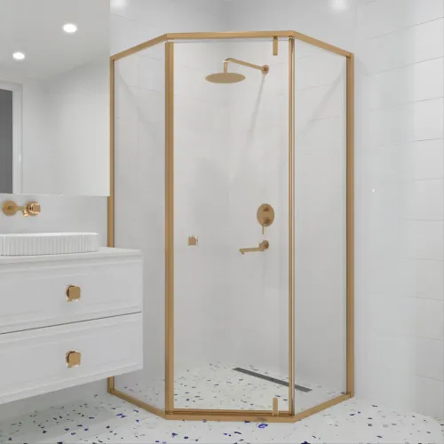 Душевой уголок RGW HO-088Gb прозрачное/золото, Цвет стекла: прозрачное, Цвет профиля: Золото, Выбрать размер: 90х90, изображение 6