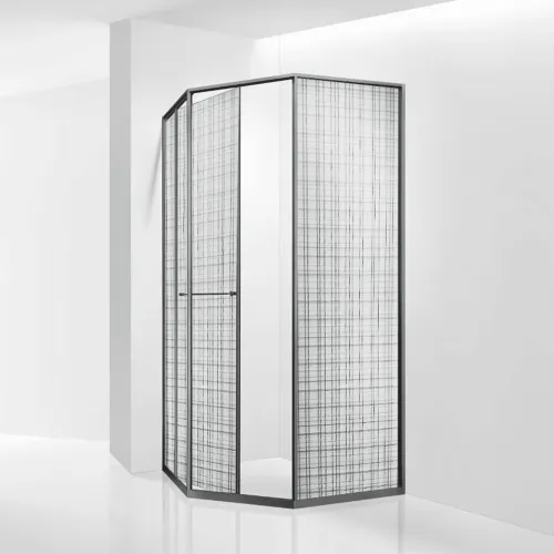 Душевой уголок RGW SV-82Gr "L/R" серый профиль, Цвет стекла: Черная вуаль, Цвет профиля: Серый, Выбрать размер: 1000x1000, Ориентация: левый сдвиг, изображение 3