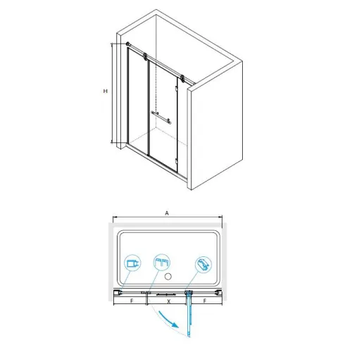 Душевая дверь RGW VI-02, Цвет стекла: прозрачное, Цвет профиля (вариация): Белый-Золото, Выбрать размер: 130, изображение 5