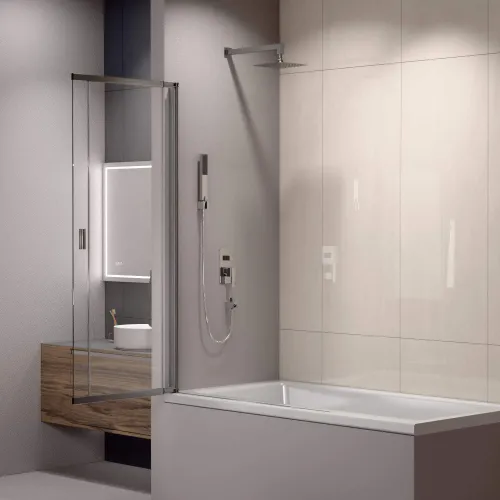 Шторка на ванну RGW SC-40, Цвет стекла: прозрачное, Цвет профиля: Хром, Выбрать размер: 100, изображение 7