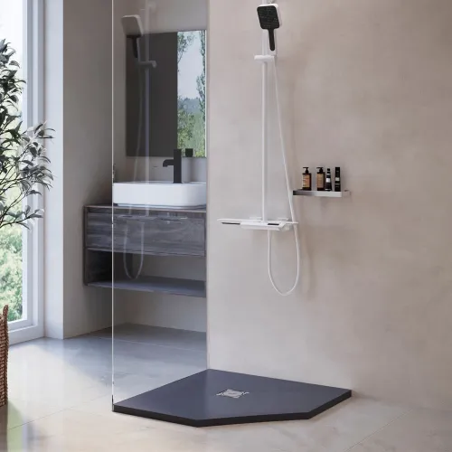 Душевой поддон трапеция RGW ST/T-G Графит, Выбрать цвет: Графит, Выбрать размер: 900x900, изображение 4