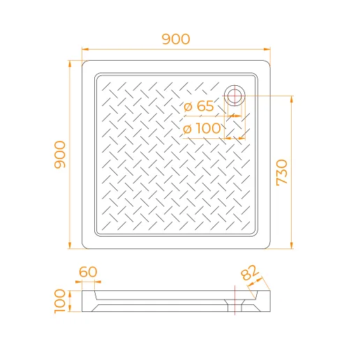 Душевой поддон квадратный керамический RGW CR, Выбрать цвет: Белый, Выбрать размер: 900x900, изображение 13