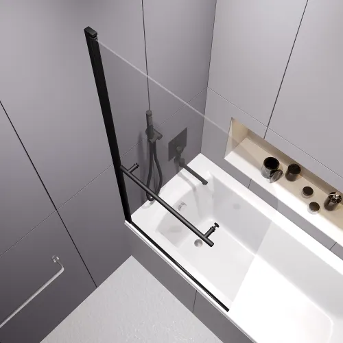 Шторка на ванну RGW SC-114B, Цвет стекла: прозрачное, Цвет профиля (вариация): Черный, Выбрать размер: 800, изображение 16