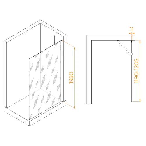 Душевая перегородка RGW WA-102, Цвет стекла: тонированное, Цвет профиля (вариация): Хром, Выбрать размер: 120, изображение 5