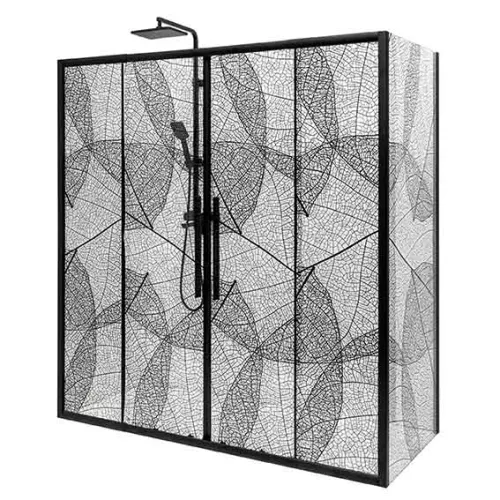 Душевой уголок AvaCan FB2  с рисунком/черный, Цвет стекла: с рисунком, Цвет профиля: Черный, Выбрать размер: 170-190х90, изображение 41