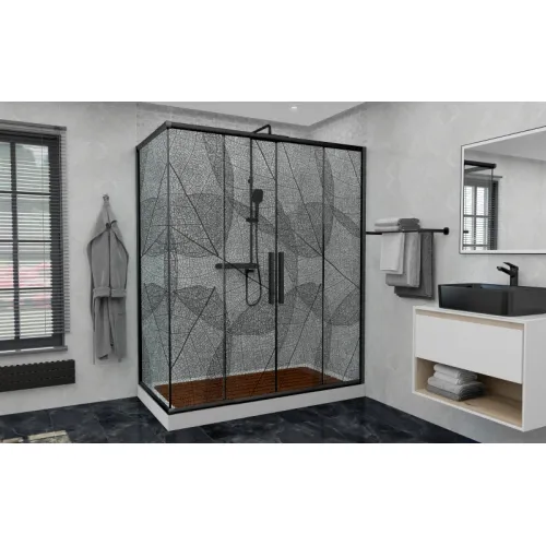 Душевой уголок AvaCan FB2  с рисунком/черный, Цвет стекла: с рисунком, Цвет профиля: Черный, Выбрать размер: 170-190х90, изображение 27