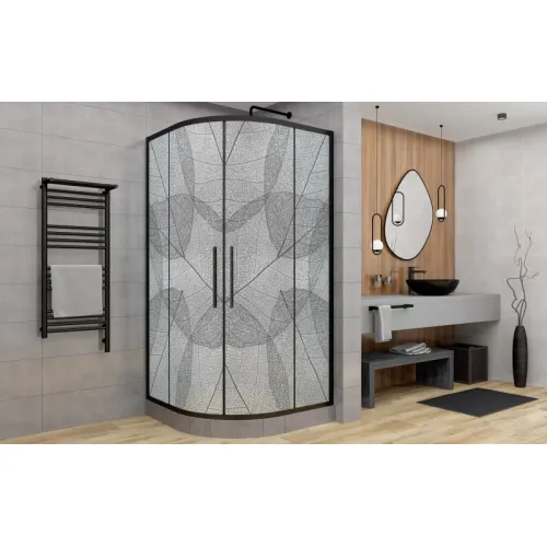 Душевой уголок AvaCan HB 80/90/100/120 MT, Цвет стекла: матовое с рисунком, Цвет профиля: Черный, Выбрать размер: 80х80, изображение 21