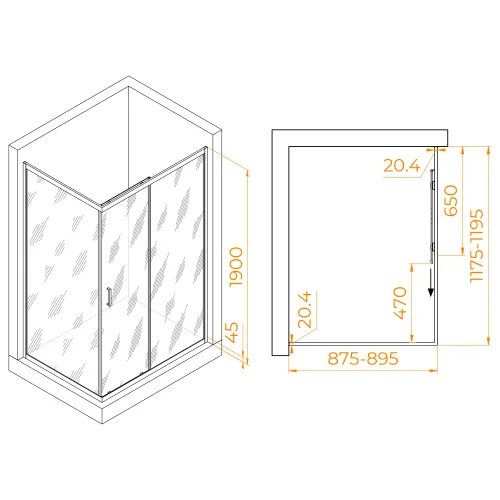 Душевой уголок RGW PA-245B, Цвет стекла: прозрачное, Цвет профиля (вариация): Черный, Выбрать размер: 900*1200, изображение 51