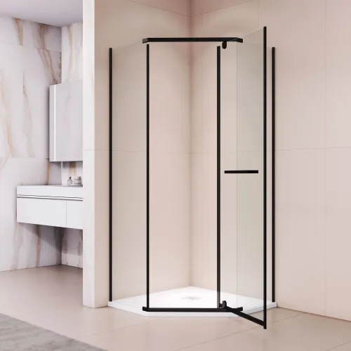Душевой уголок RGW PA-82B, Цвет стекла: прозрачное, Цвет профиля (вариация): Черный, Выбрать размер: 1000*1000, изображение 7