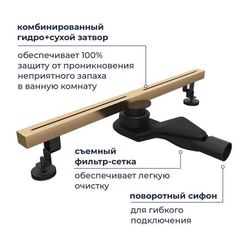 Душевой трап RGW SDR-52Gb золото, Выбрать цвет: Золото, Выбрать размер: 80, изображение 17