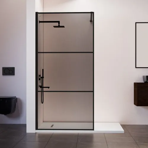 Душевая перегородка RGW WA-09B тонированное/черный, Цвет стекла: тонированное, Цвет профиля: Черный, Выбрать размер: 90, изображение 3