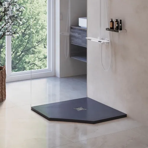 Душевой поддон трапеция RGW ST/T-G Графит, Выбрать цвет: Графит, Выбрать размер: 900x900, изображение 18