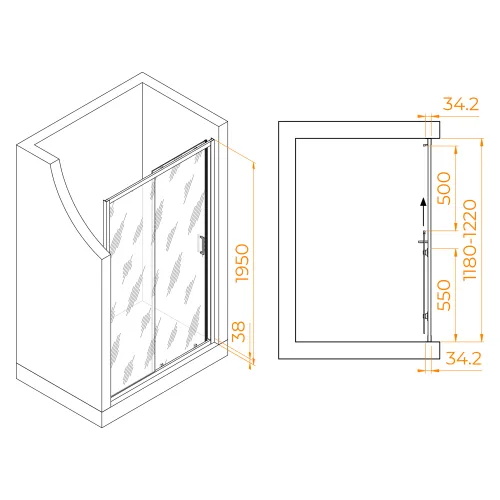 Душевая дверь RGW PA-14W, Цвет стекла: прозрачное, Цвет профиля (вариация): Белый, Выбрать размер: 120, изображение 6