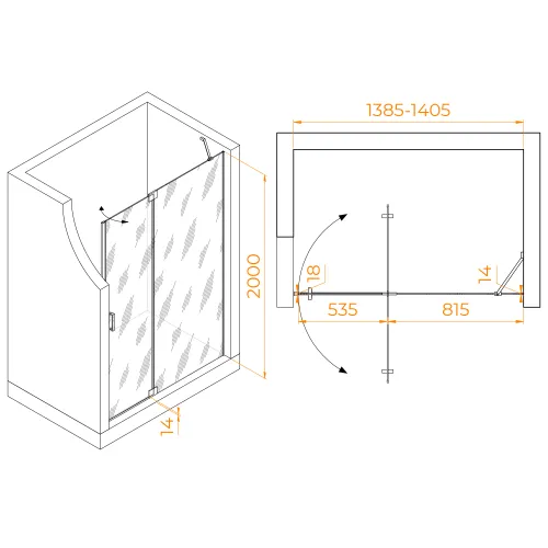 Душевая дверь RGW HO-014B, Цвет стекла: прозрачное, Цвет профиля (вариация): Черный, Выбрать размер: 140, изображение 24