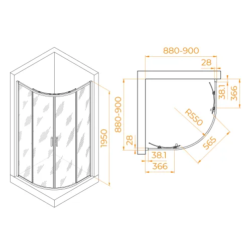 Душевой уголок RGW PA-52B, Цвет стекла: прозрачное, Цвет профиля (вариация): Черный, Выбрать размер: 90x90, изображение 17