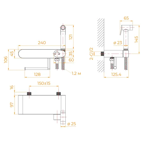 Гигиенический душ со смесителем RGW SP-222B, Выбрать цвет: Черный, изображение 86