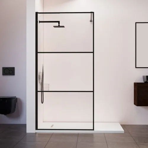 Душевая перегородка RGW WA-09B ребристое/черный, Цвет стекла: ребристое, Цвет профиля: Черный, Выбрать размер: 90, изображение 4