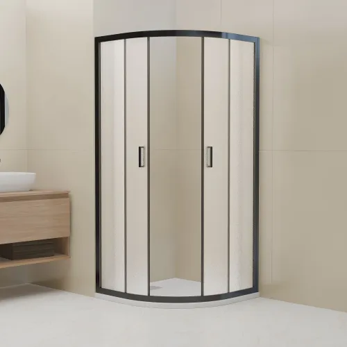 Душевой уголок RGW CL-56B рифленое/черный, Цвет стекла: рифленое, Цвет профиля: Черный, Выбрать размер: 900x900, изображение 18
