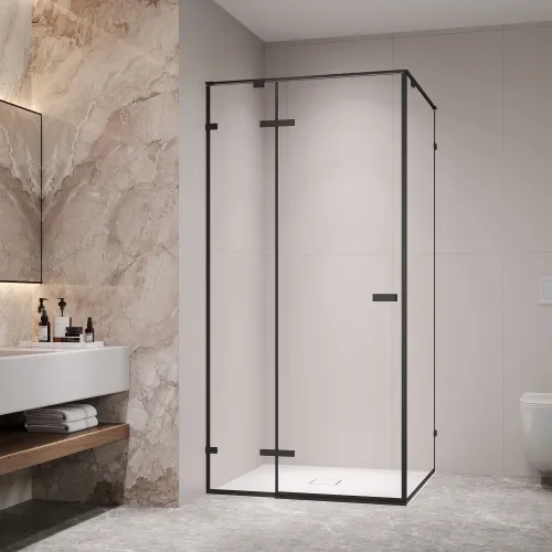 Душевой уголок RGW SV-030B прозрачное/черный, Цвет стекла: прозрачное, Цвет профиля: Черный, Выбрать размер: 1000x1000, изображение 2