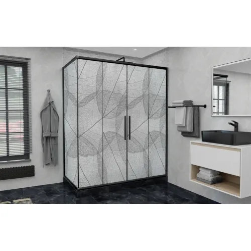 Душевой уголок AvaCan FB2 матовое с рисунком/черный, Цвет стекла: матовое с рисунком, Цвет профиля: Черный, Выбрать размер: 170-190х90, изображение 26
