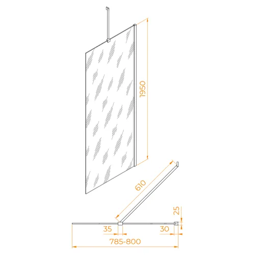 Боковая панель RGW Z-14, Цвет стекла: прозрачное, Цвет профиля: Хром, Выбрать размер: 80, изображение 9