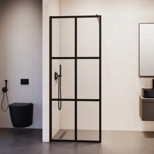 Перегородка для душа RGW WA-111B, Цвет стекла: прозрачное, Цвет профиля (вариация): Черный, Выбрать размер: 80, изображение 3