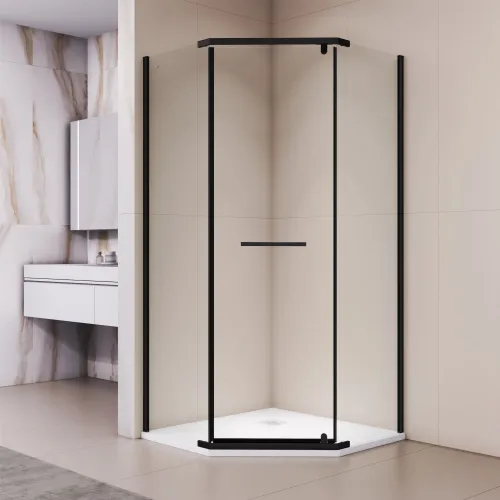 Душевой уголок RGW PA-83-B прозрачное/черный, Цвет стекла: прозрачное, Цвет профиля: Черный, Выбрать размер: 1000x1000, изображение 30
