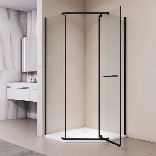 Душевой уголок RGW PA-83-B прозрачное/черный, Цвет стекла: прозрачное, Цвет профиля: Черный, Выбрать размер: 1000x1000, изображение 39